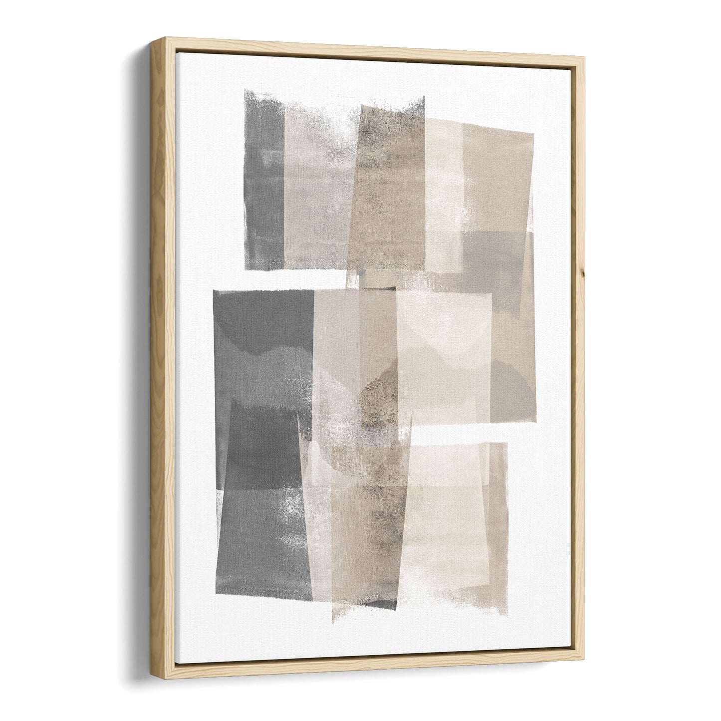 Beige and Grey Blocks Geometric Abstract Painting Print