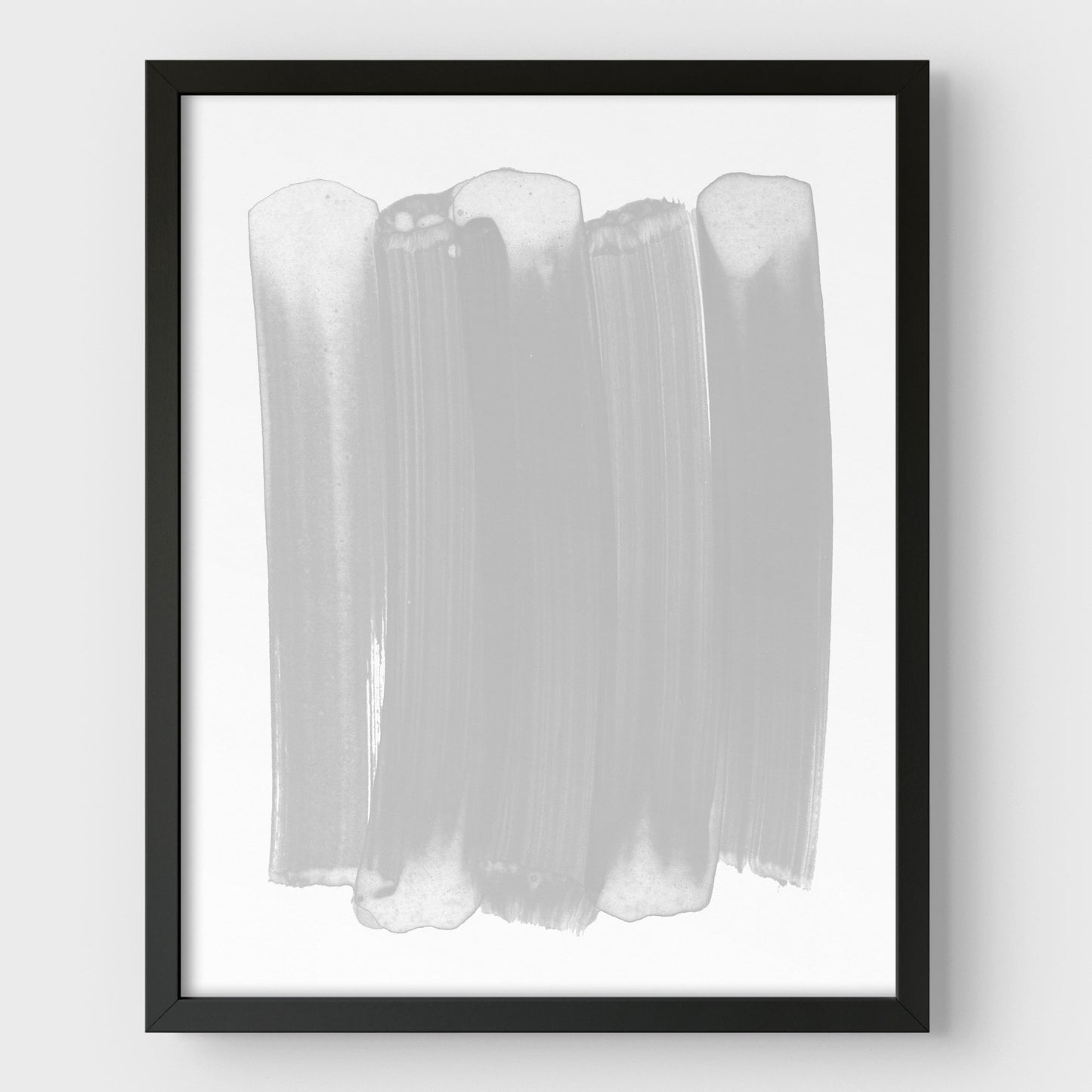 Grey Modern Minimalist Abstract Brushstrokes Painting Print