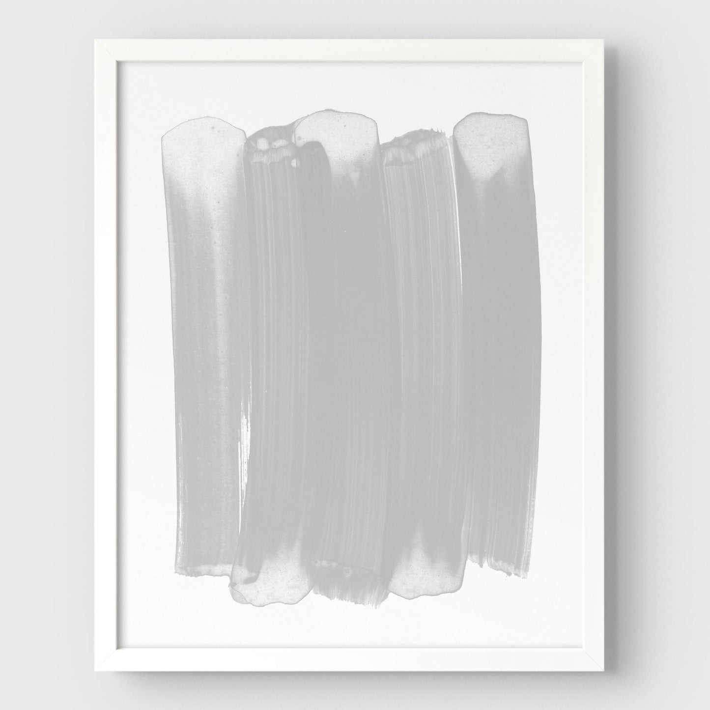 Grey Modern Minimalist Abstract Brushstrokes Painting Print