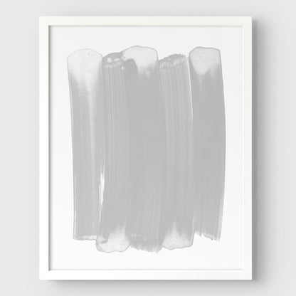 Grey Modern Minimalist Abstract Brushstrokes Painting Print