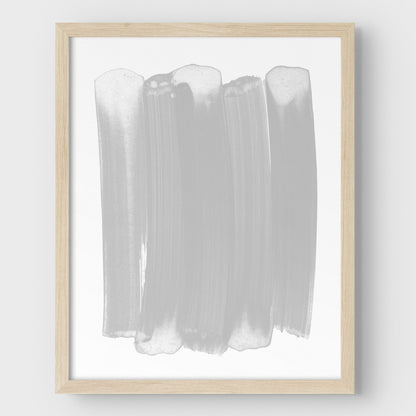 Grey Modern Minimalist Abstract Brushstrokes Painting Print