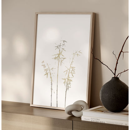 Beige Bamboo Minimalist Botanical Print