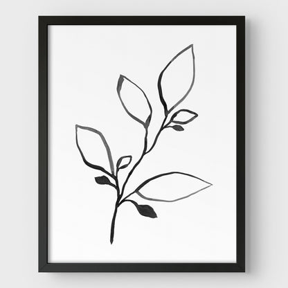 Black and White Minimalist Botanical Ink Illustration Print