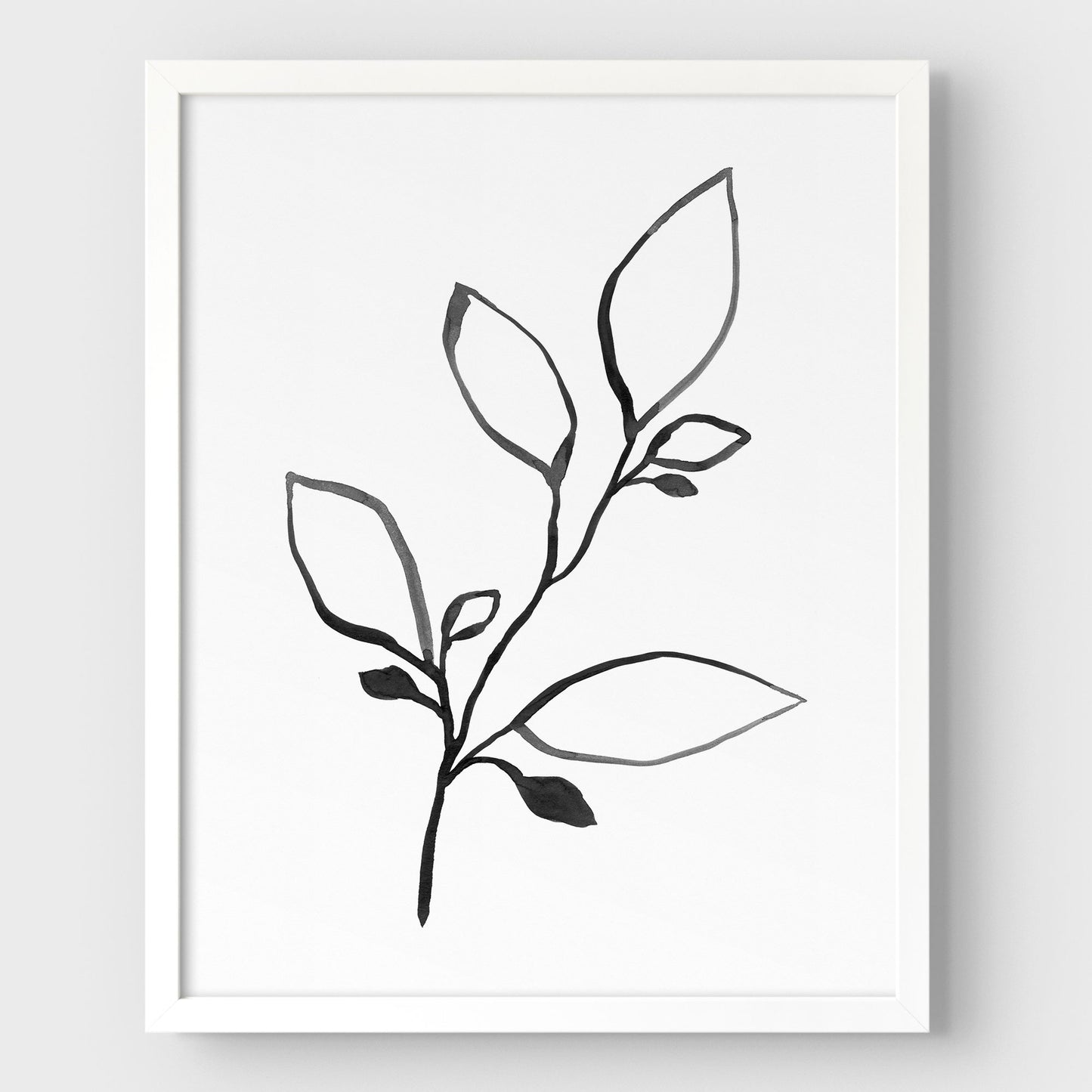 Black and White Minimalist Botanical Ink Illustration Print