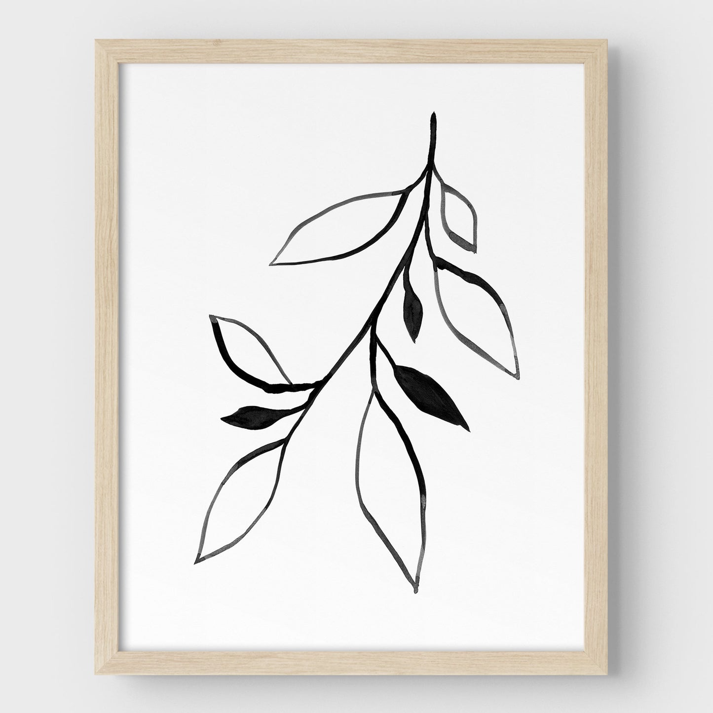 Black and White Minimalist Botanical Ink Line Art Print