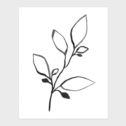 Black and White Minimalist Botanical Ink Illustration Print