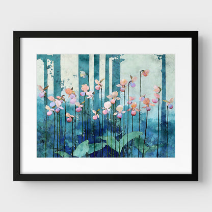 Pink Lady Slipper Orchid Art Print