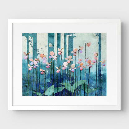 Pink Lady Slipper Orchid Art Print
