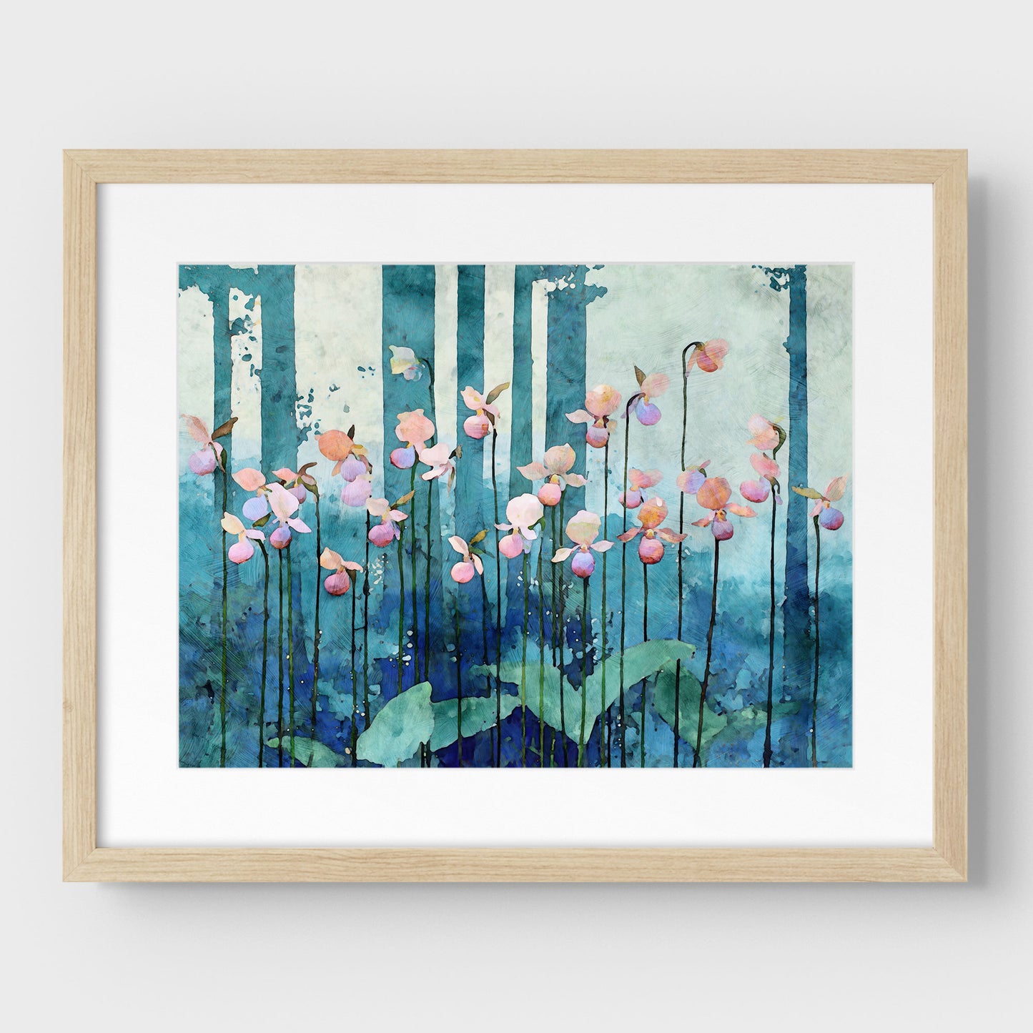 Pink Lady Slipper Orchid Art Print