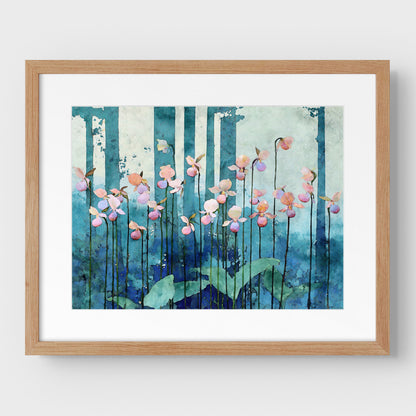 Pink Lady Slipper Orchid Art Print