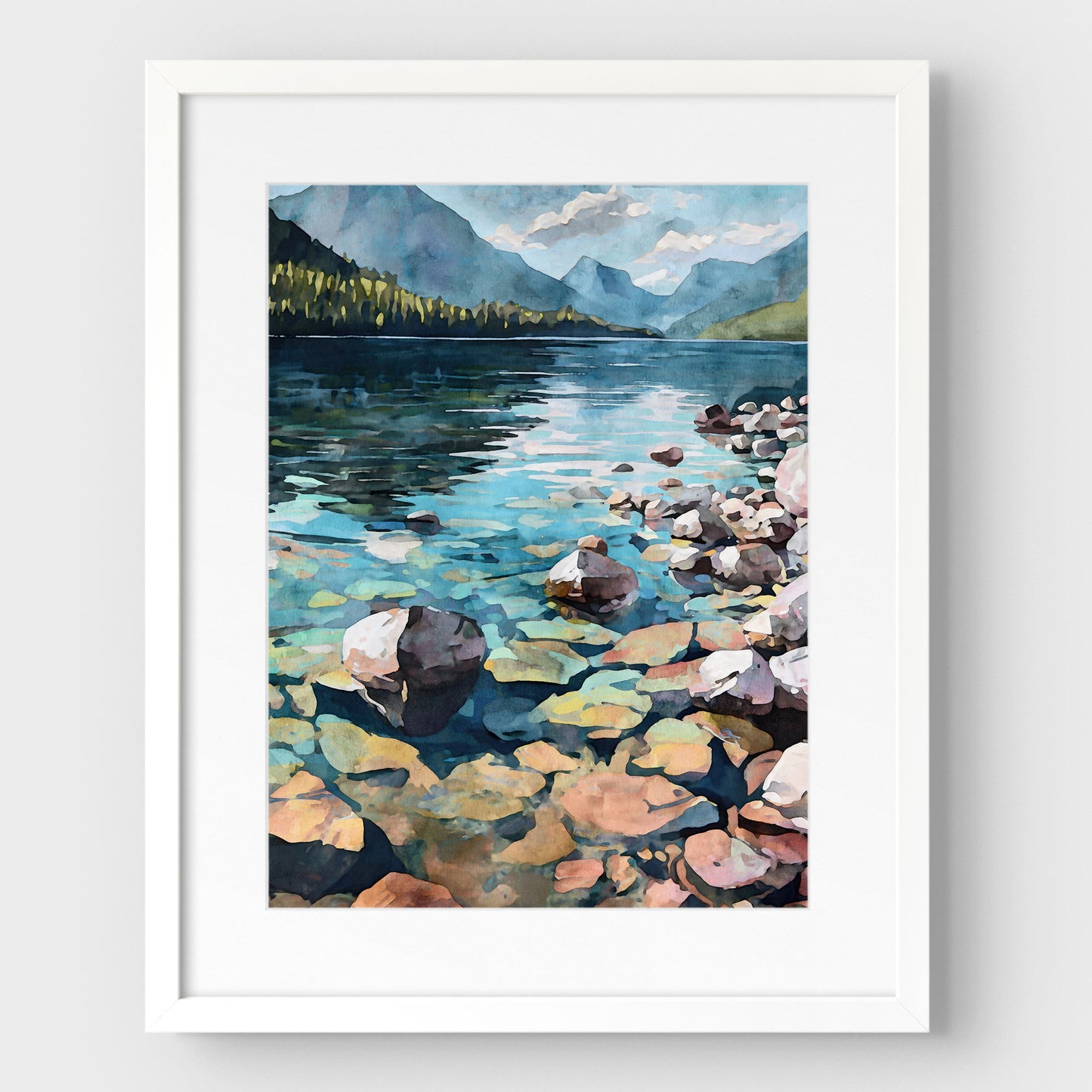 Lake McDonald Watercolor Print
