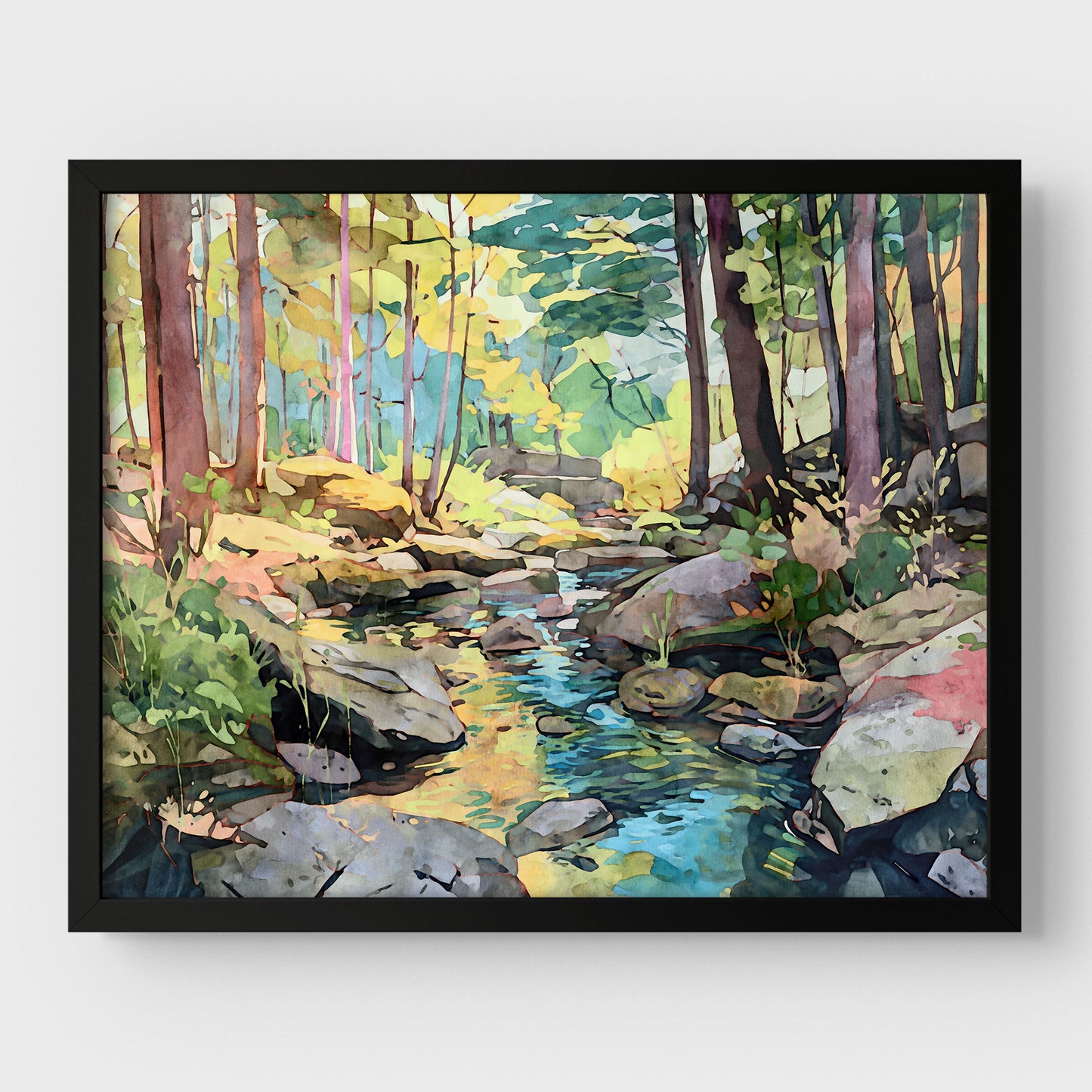 Forest Stream Watercolor Print