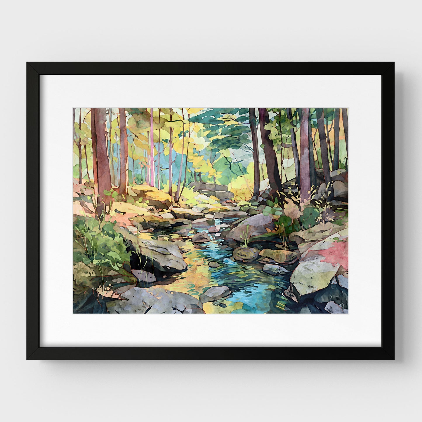 Forest Stream Watercolor Print