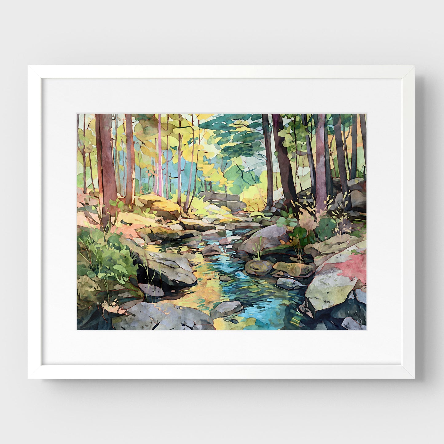 Forest Stream Watercolor Print