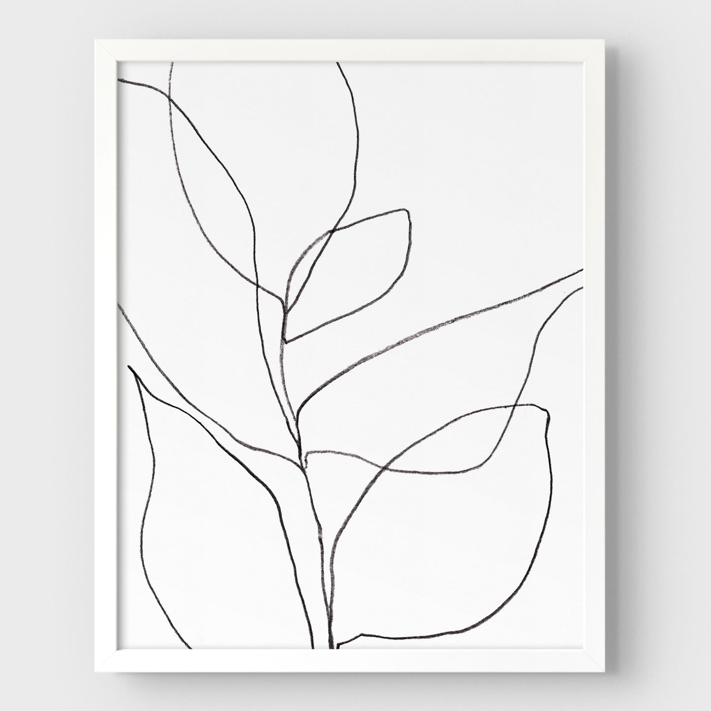 Minimalist Botanical Black and White Line Drawing Print