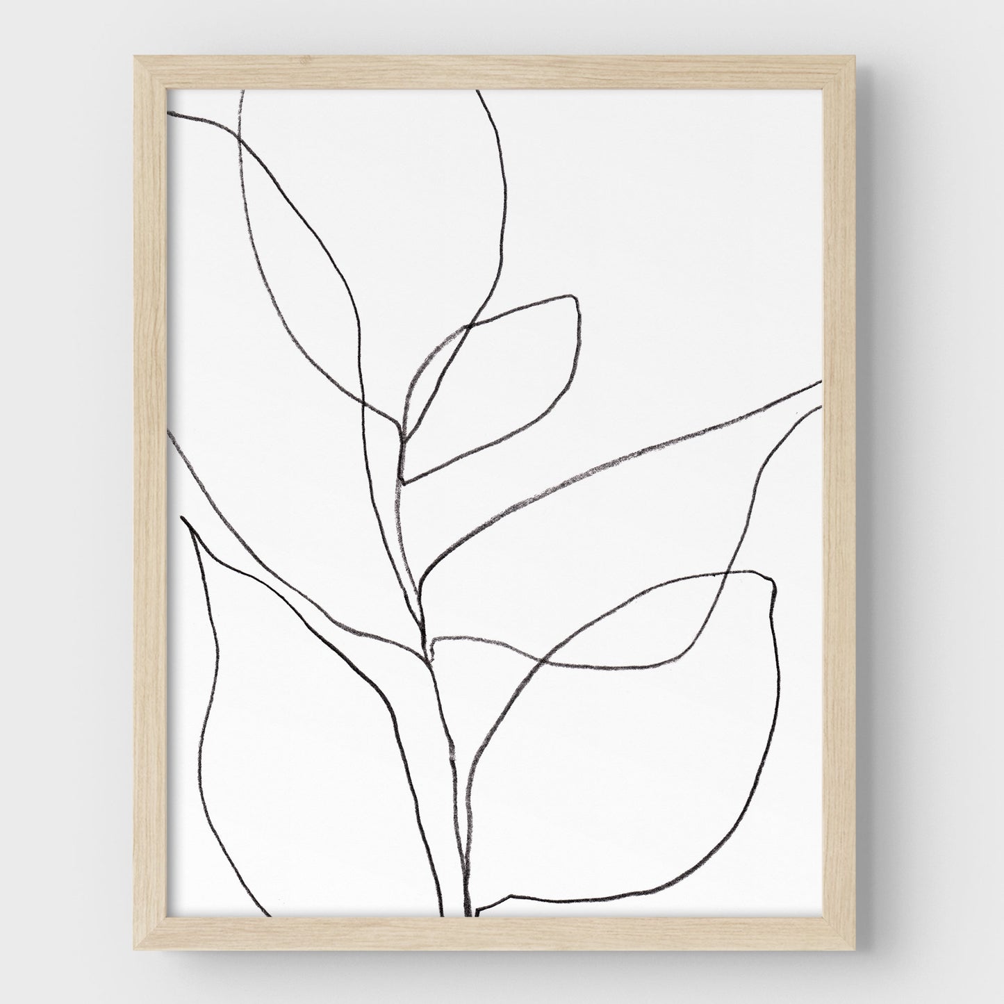 Minimalist Botanical Black and White Line Drawing Print