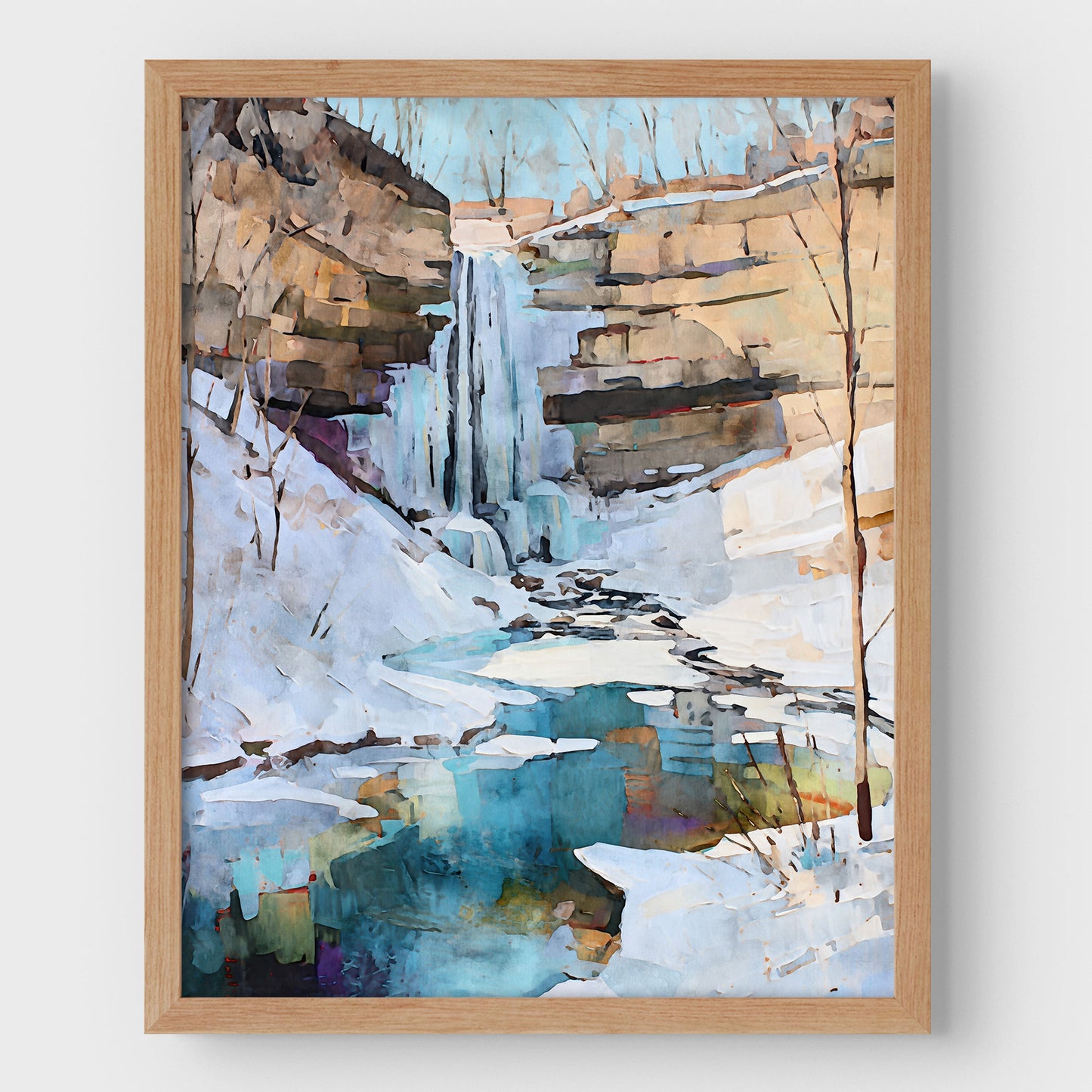 Minnehaha Falls Winter Watercolor Print