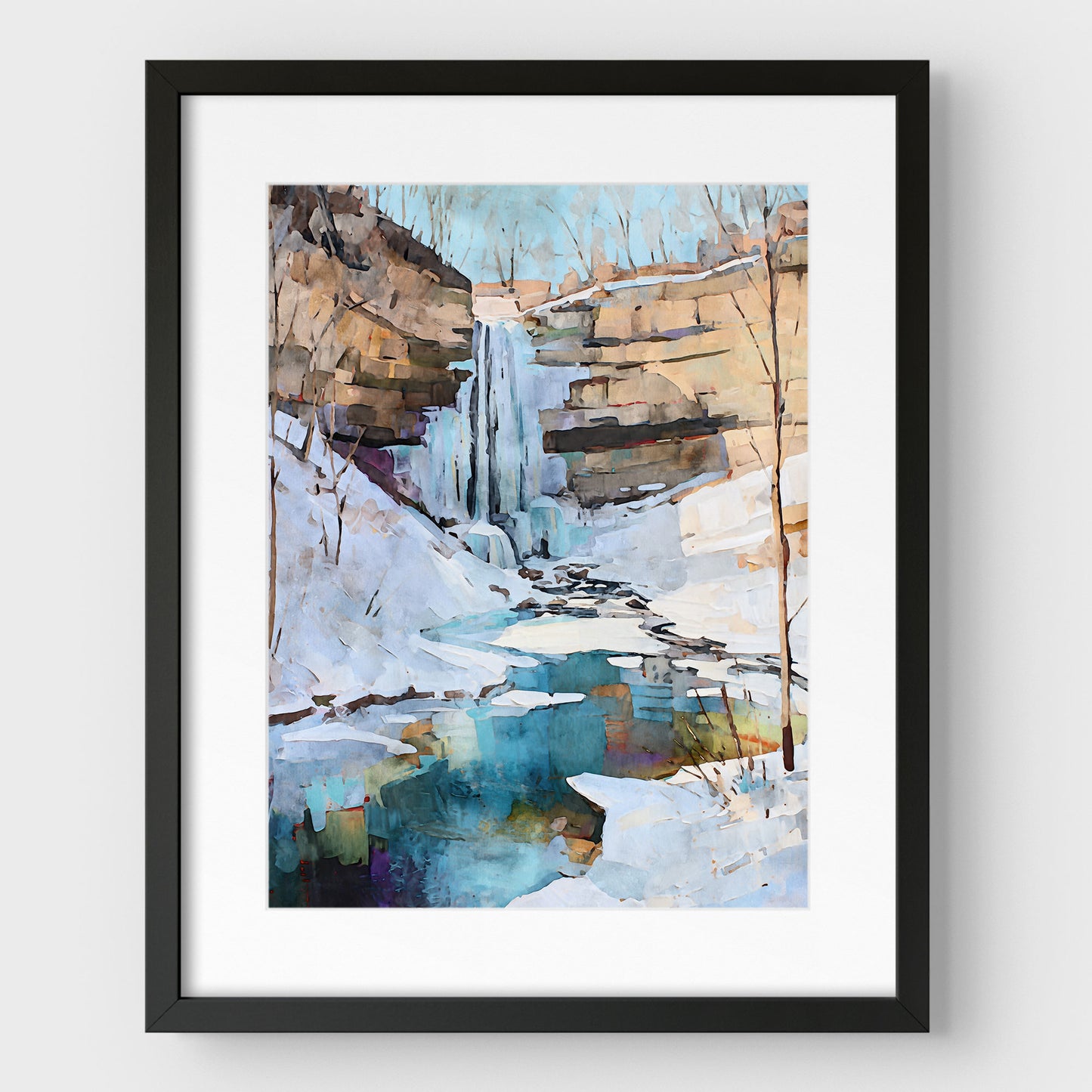 Minnehaha Falls Winter Watercolor Print