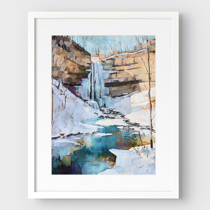 Minnehaha Falls Winter Watercolor Print