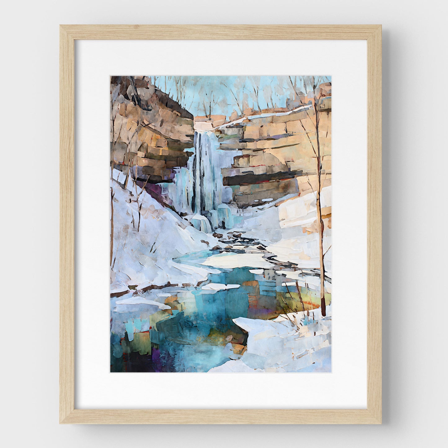 Minnehaha Falls Winter Watercolor Print