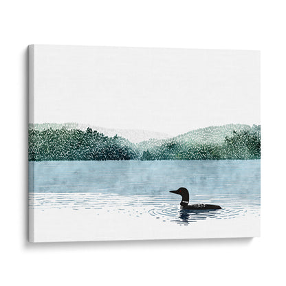 Loon on Misty Lake Art Print
