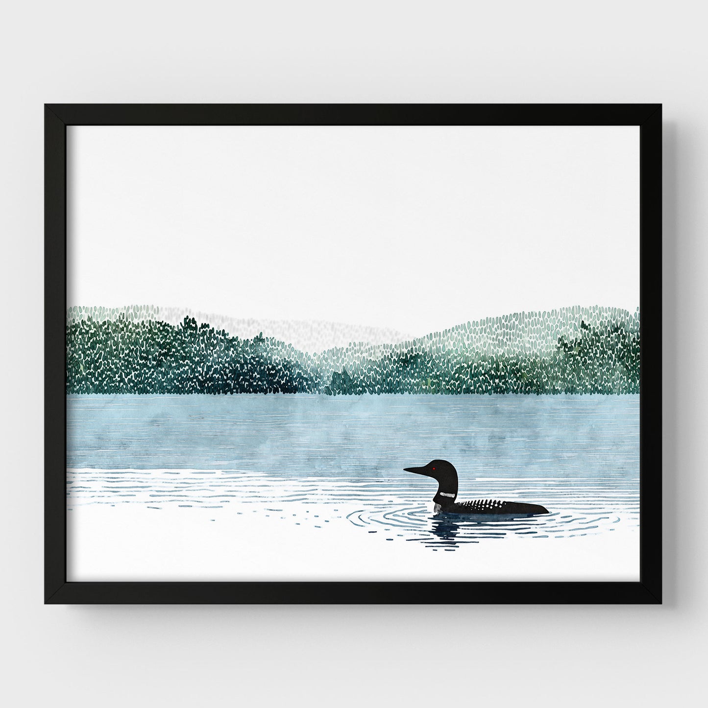 Loon on Misty Lake Art Print