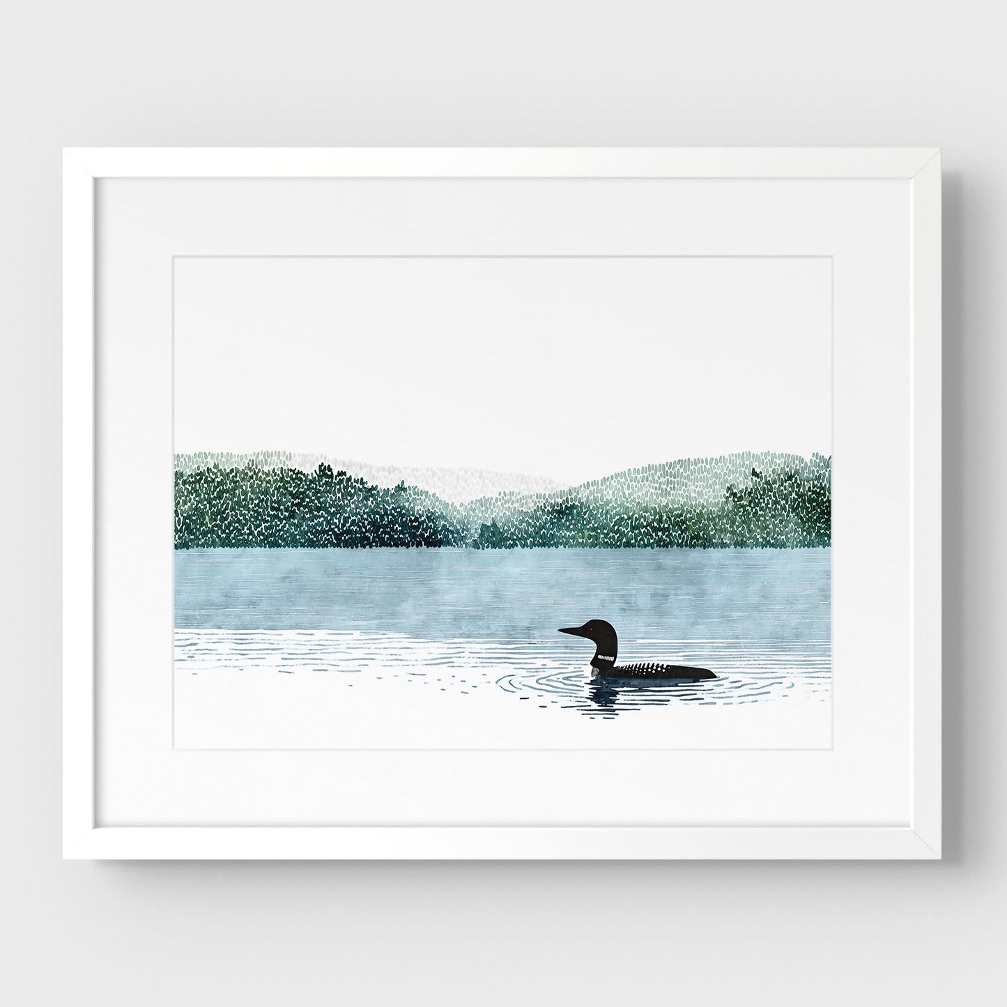 Loon on Misty Lake Art Print