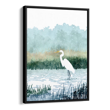 Misty White Egret Watercolor Print