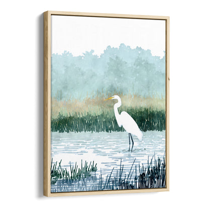 Misty White Egret Watercolor Print