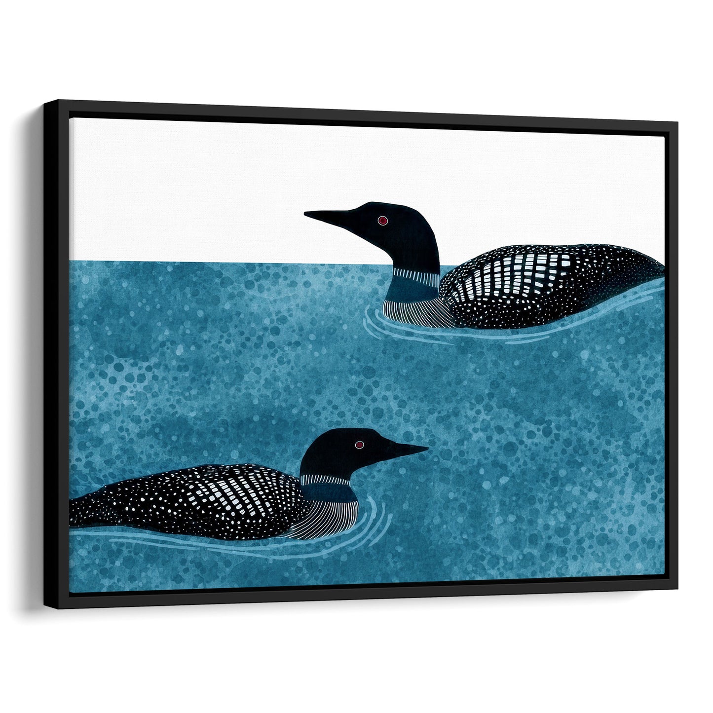 Modern Minimalist Loons Horizontal Watercolor Art Print