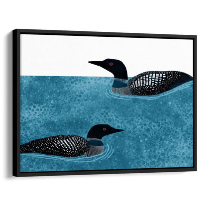 Modern Minimalist Loons Horizontal Watercolor Art Print