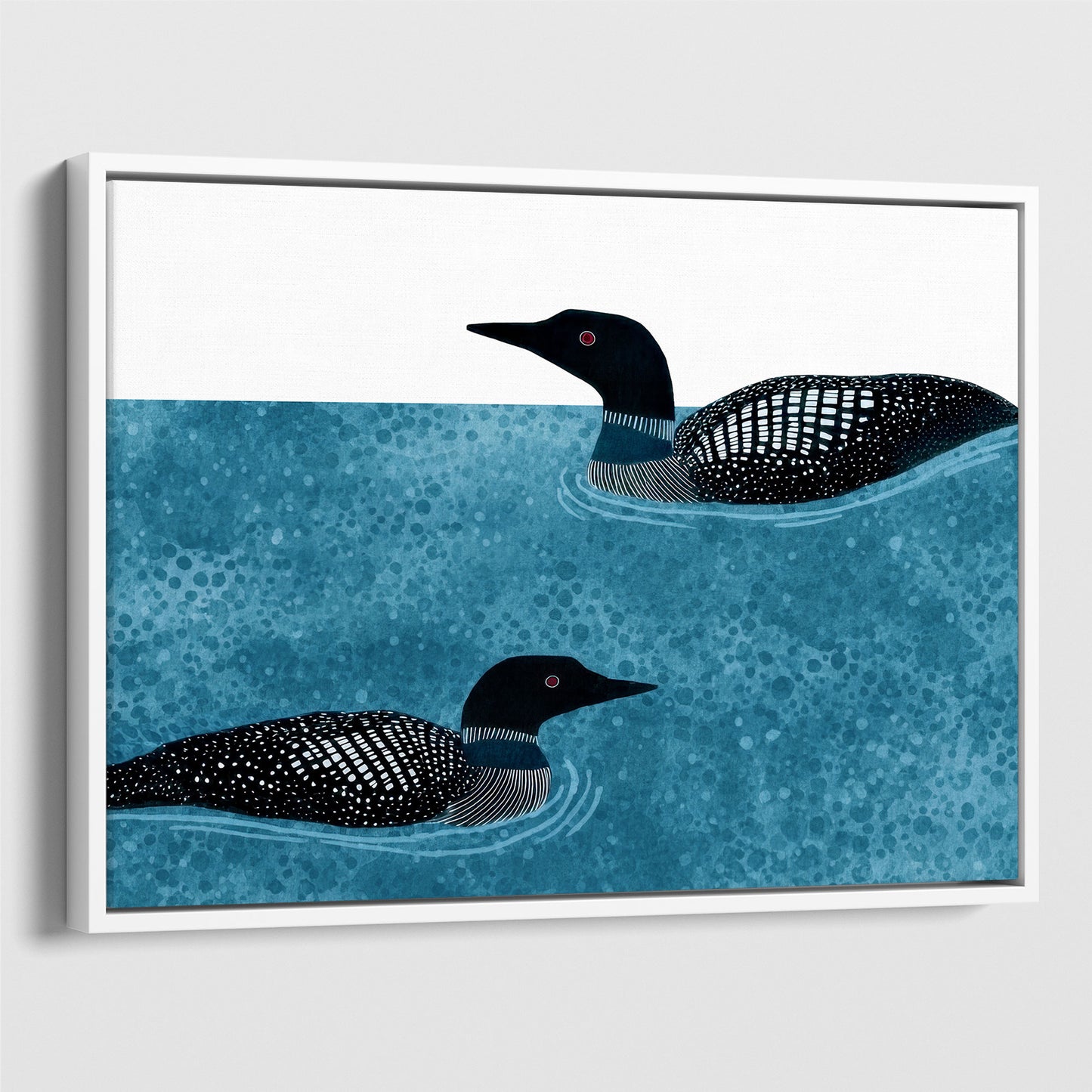 Modern Minimalist Loons Horizontal Watercolor Art Print
