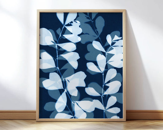 Layered Leaves Cyanotype Print