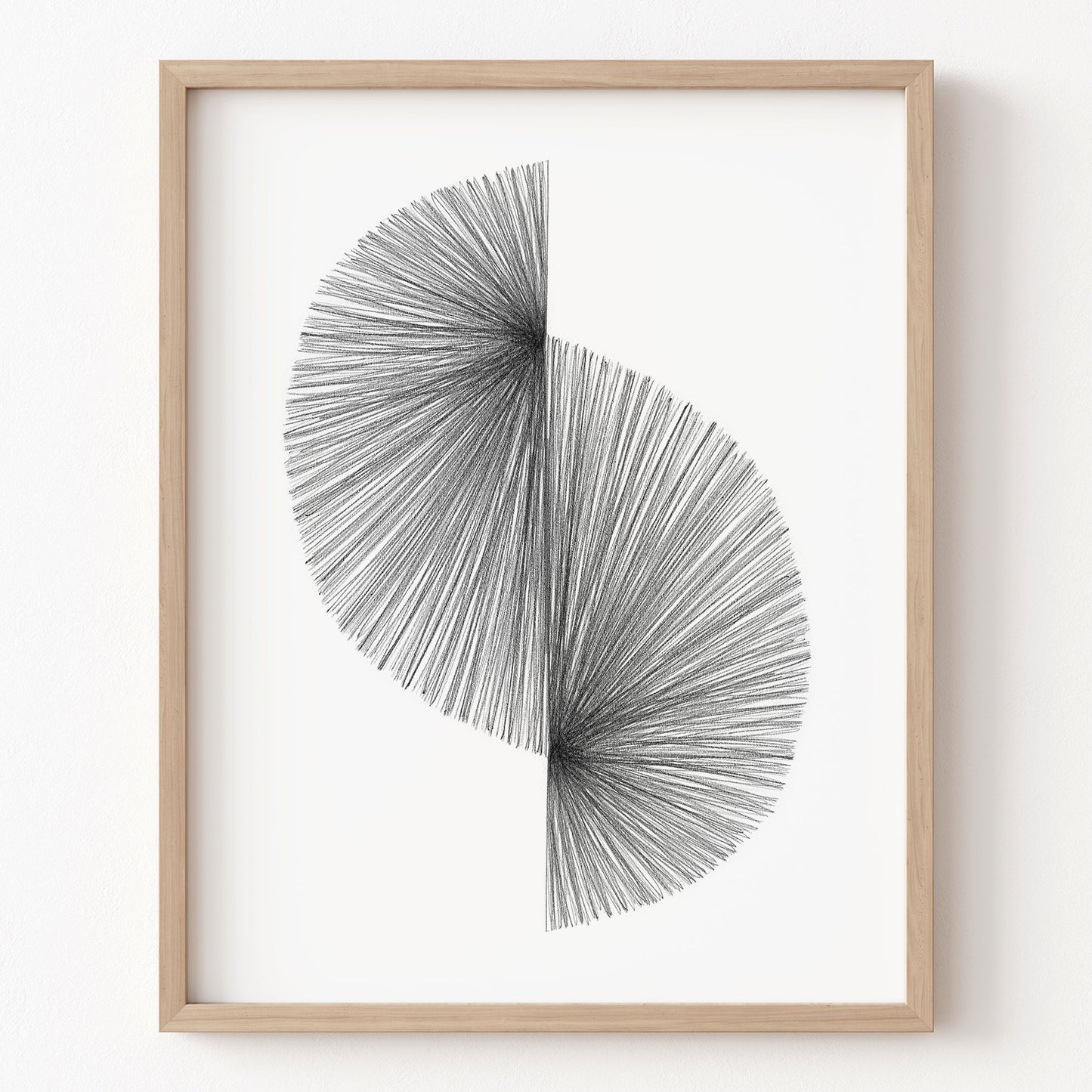 Framed abstract art with a geometric design on a white background