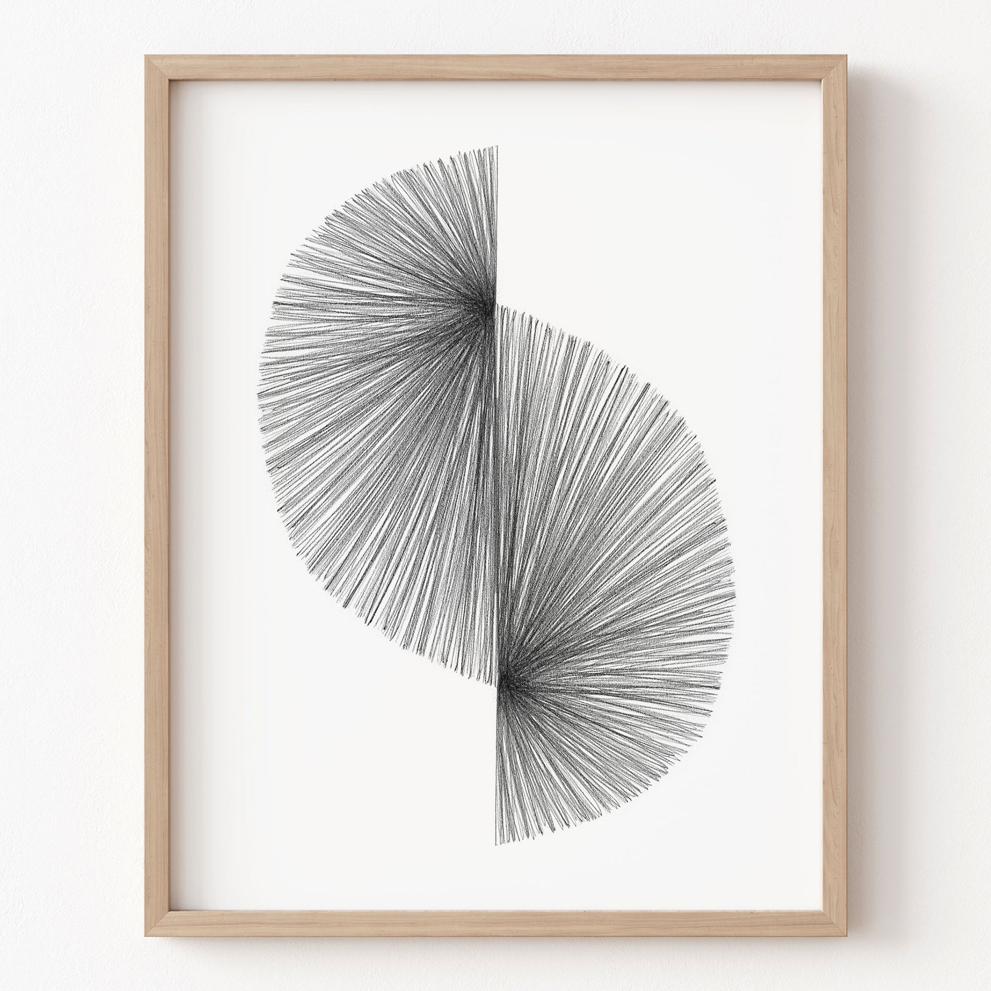Framed abstract art with a geometric design on a white background