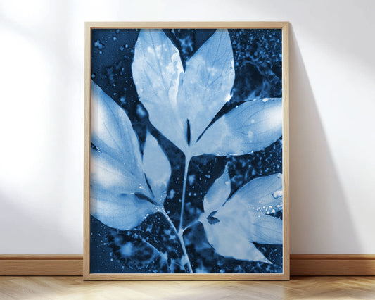 Peony Leaves Cyanotype Print