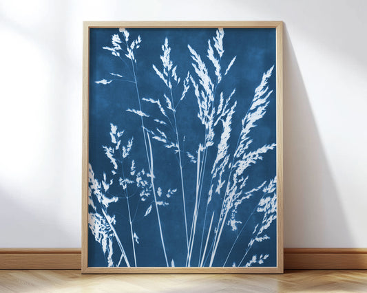Wild Grasses Cyanotype - Vertical Print