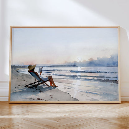 Beach Read at Sunset Print