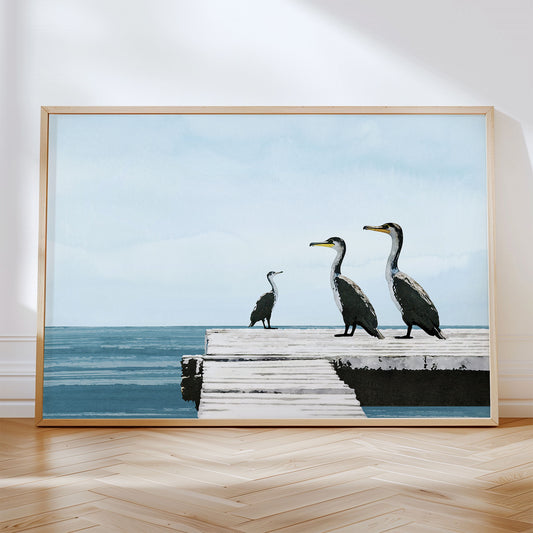 Cormorants on a Pier Print