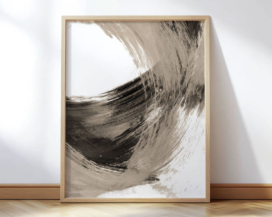 Black and Tan Curved Brushstrokes II Print
