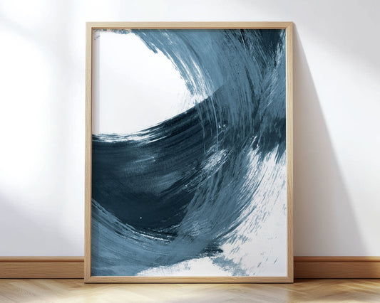 Blue Curved Brushstrokes II Print