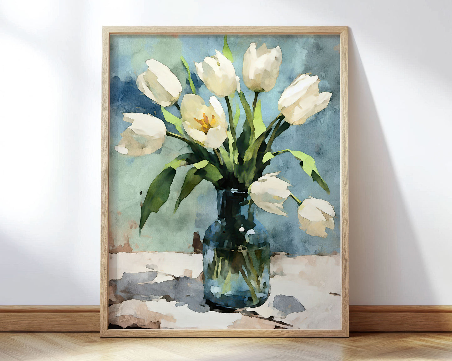 White Tulips Impressionist Still Life Print