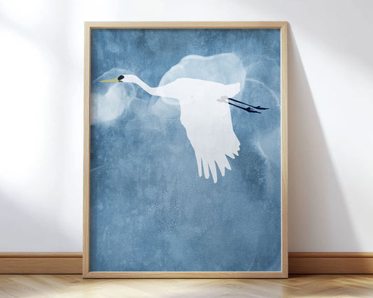Egret in Flight - Wings Down Print