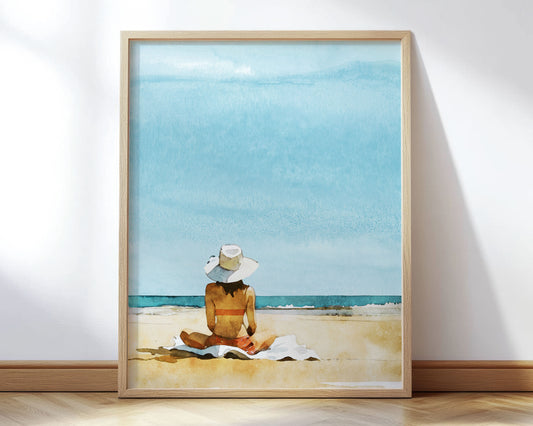 Woman on the Beach Print
