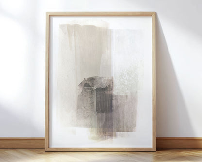 Beige and Brown Minimalist Abstract Painting Print