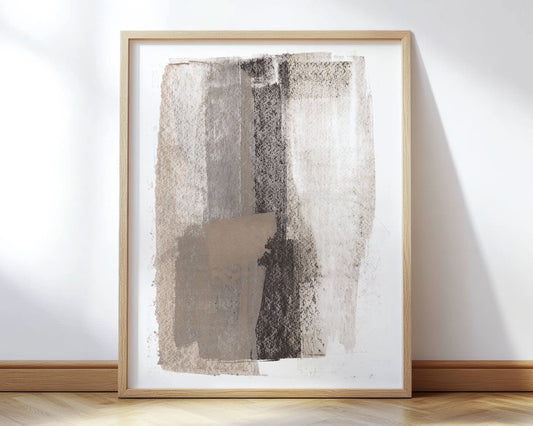 Taupe and Charcoal Abstract Painting Print