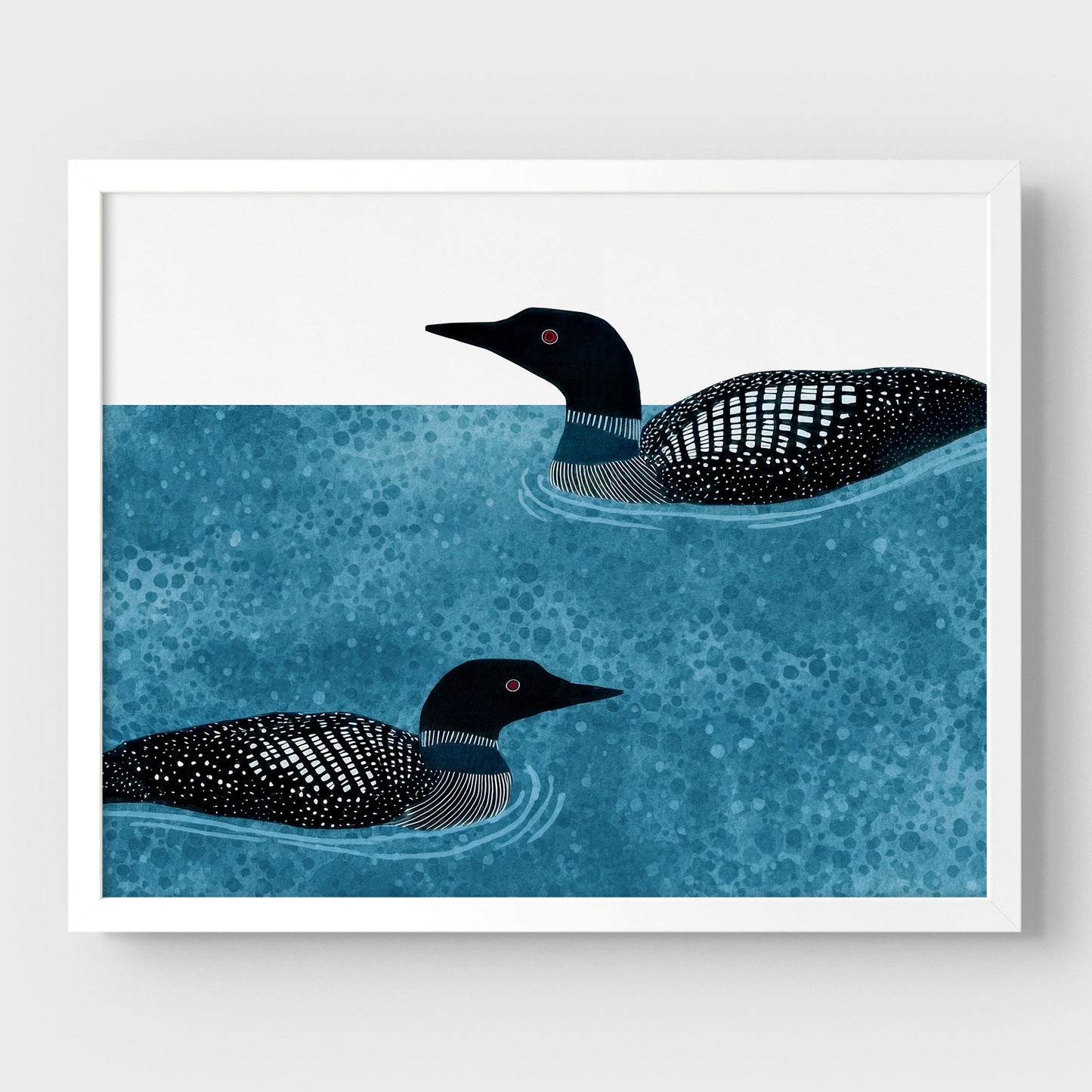 Modern Minimalist Loons Horizontal Watercolor Art Print