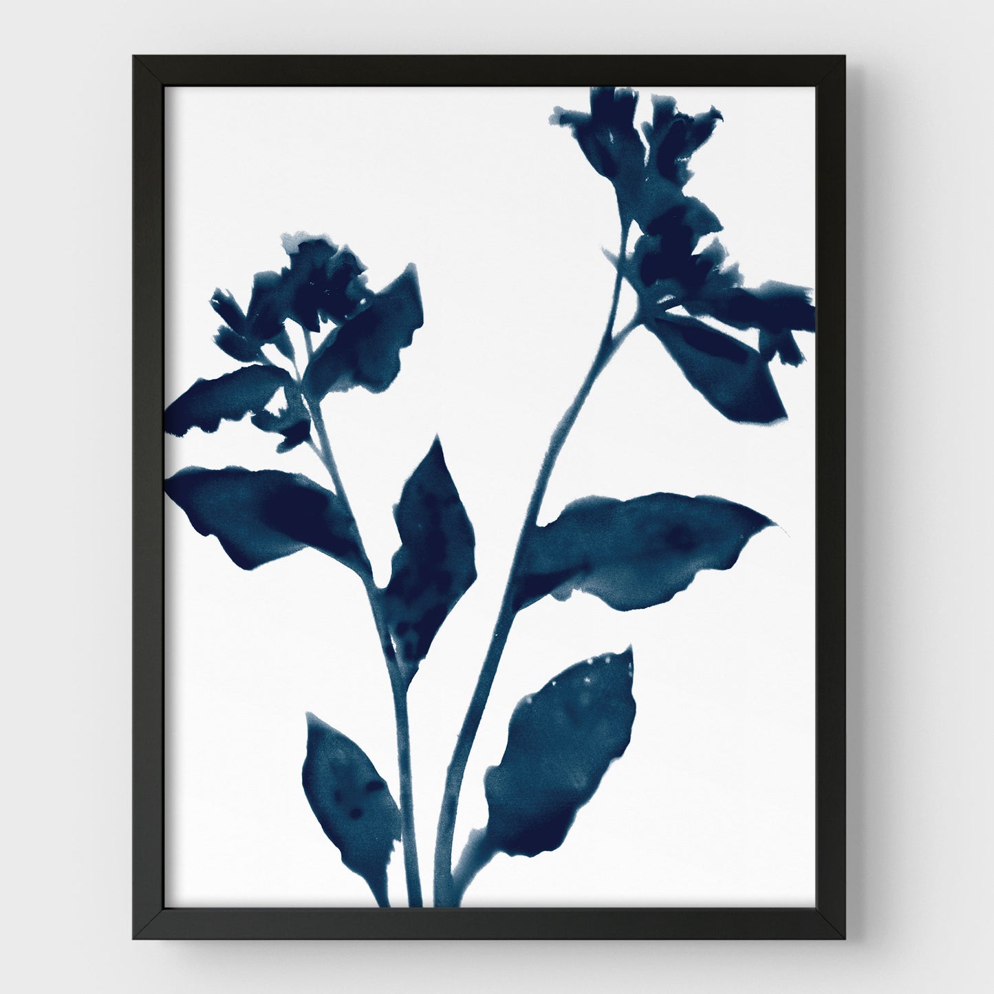 Dark Blue Flower Silhouette II Print