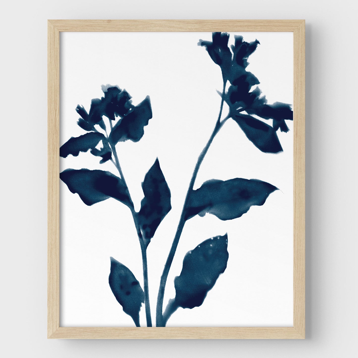 Dark Blue Flower Silhouette II Print