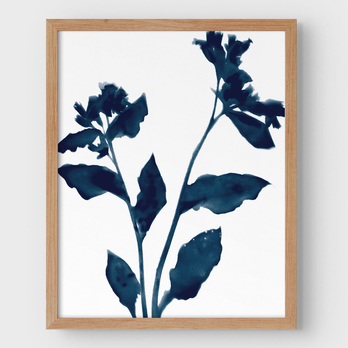 Dark Blue Flower Silhouette II Print